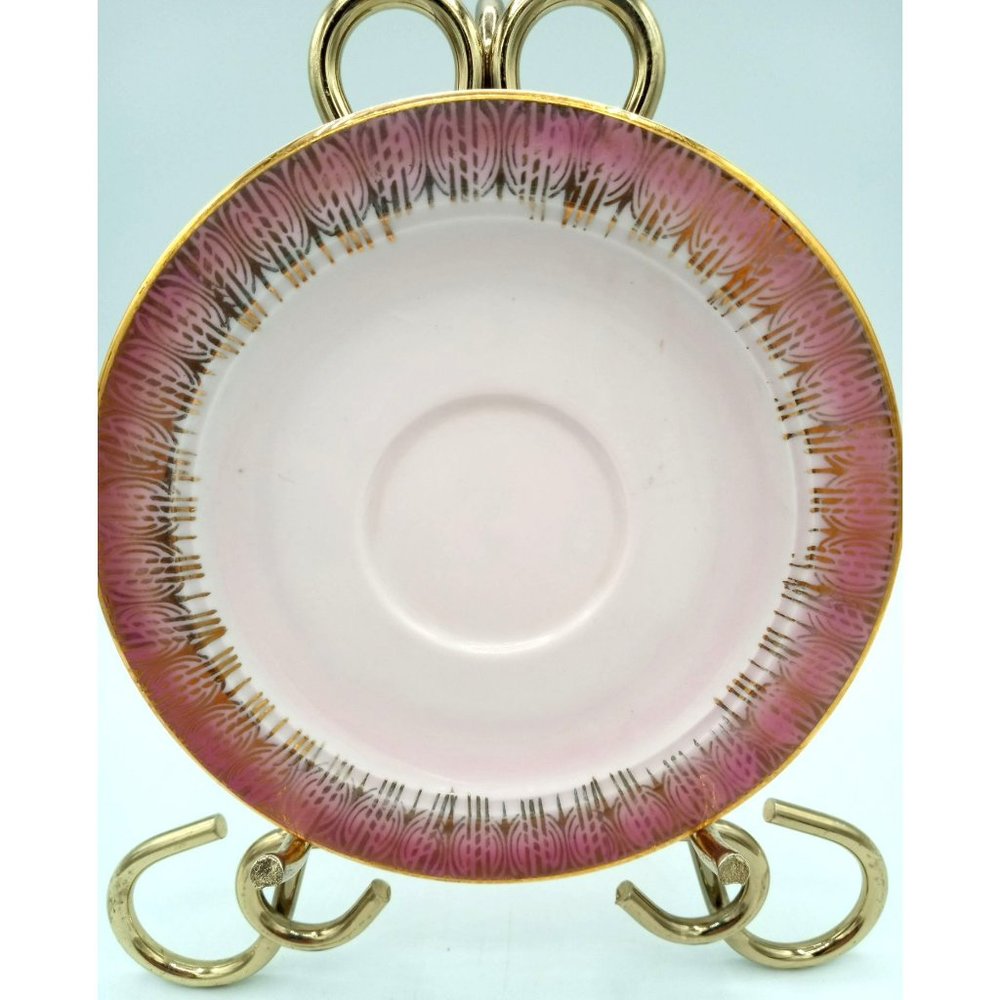 Eschenbach Bavaria Germany Vintage Saucer 5 Inch Pink and Gold Tea Cup Plate - Picture 3 of 12